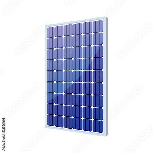 High-Quality Vector Illustration of a Modern Solar Panel with Blue Photovoltaic Cells for Renewable Energy Solutions - Perfect for Eco-Friendly Projects and Sustainable Energy Concepts