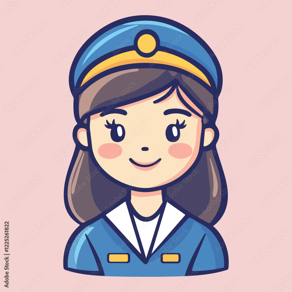 A female police officer wears a police uniform vector illustration A female police officer wears a police uniform vector illustration