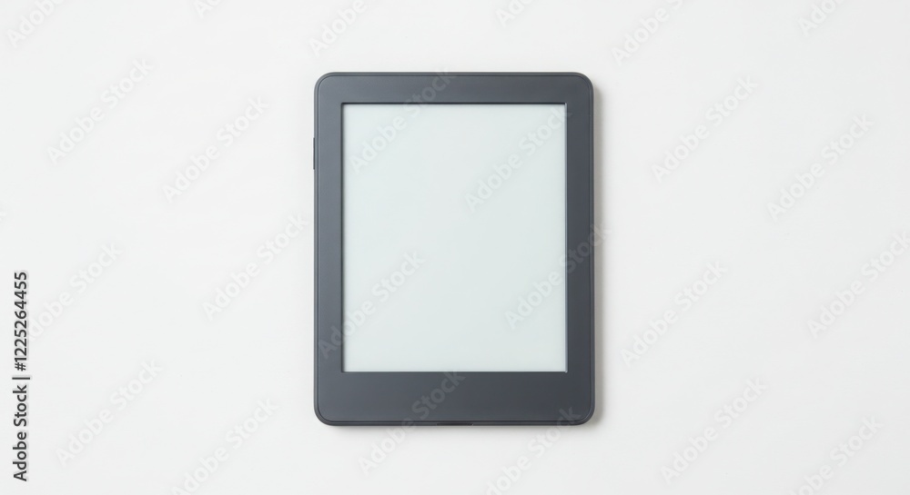 E-reader with Blank White Screen on White Background E-reader with Blank White Screen on White Background