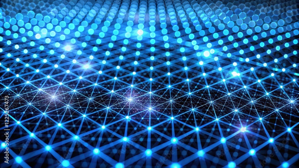 Abstract Blue Network Interconnected Nodes and Glowing Lines Representing Global Communication and Data Flow Abstract Blue Network Interconnected Nodes and Glowing Lines Representing Global Communication and Data Flow