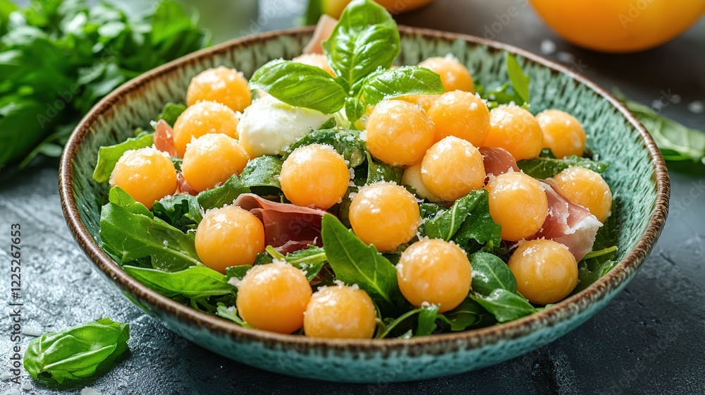 Fresh melon salad with prosciutto, basil, and ricotta Fresh melon salad with prosciutto, basil, and ricotta