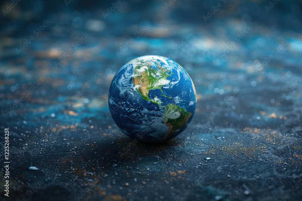 Stunning representation of planet Earth with detailed continents and oceans illuminated against a dark, starry backdrop, conveying the beauty of our world from a vast perspective. Stunning representation of planet Earth with detailed continents and oceans illuminated against a dark, starry backdrop, conveying the beauty of our world from a vast perspective.