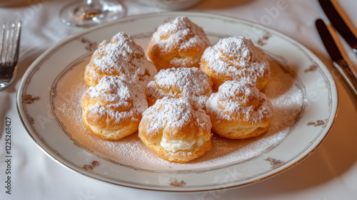 Wallpaper Mural 粉砂糖がまぶされたシュークリームが並ぶ温かなひととき Torontodigital.ca