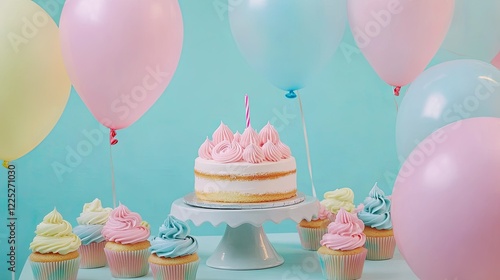 A bright and festive dessert table set up for a celebration,