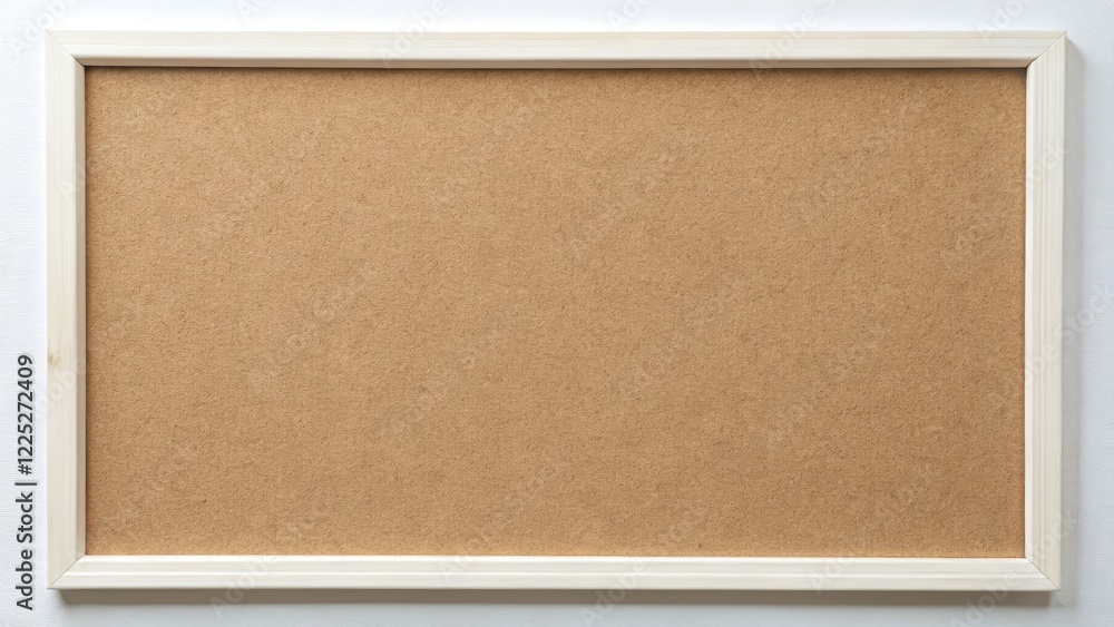Fototapeta premium A blank white corkboard with multiple empty bulletin board spaces and a subtle texture, storage