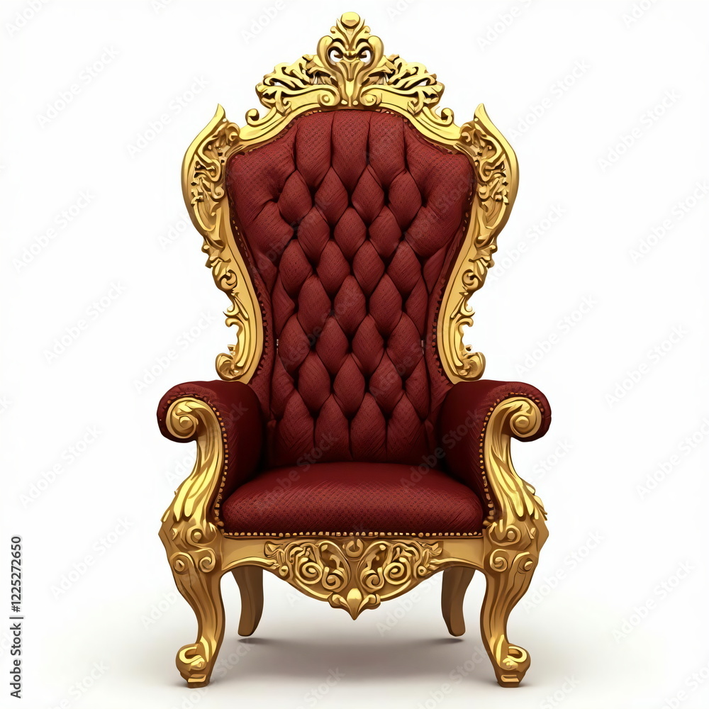 red velvet chair with gold elements on a white background red velvet chair with gold elements on a white background