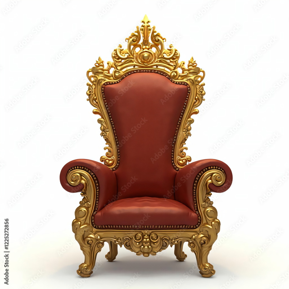 red velvet chair with gold elements on a white background red velvet chair with gold elements on a white background