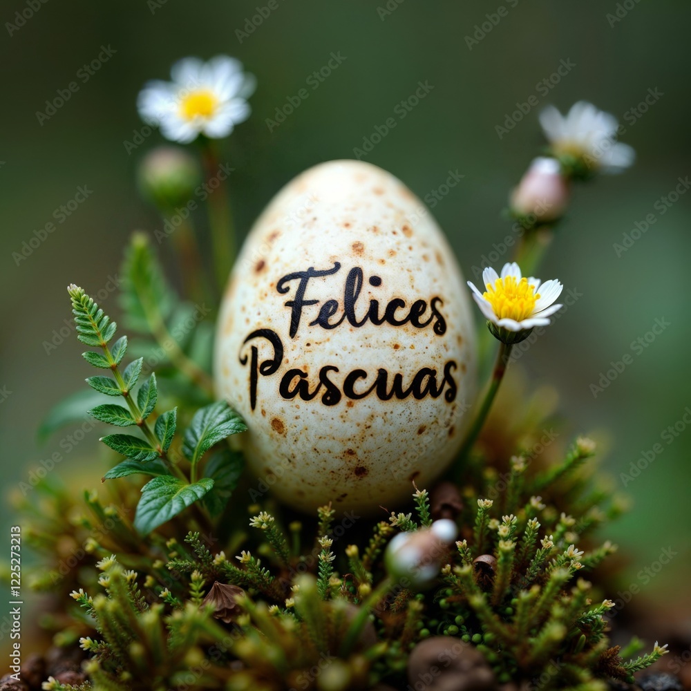 Natural Easter Egg. Close-up of speckled Easter egg with