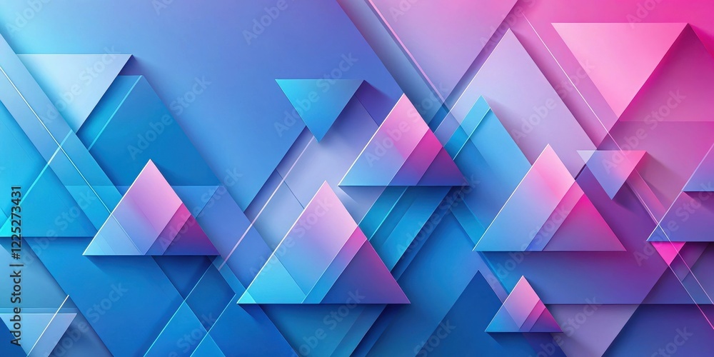 Fototapeta premium Abstract Geometric Design Featuring Interlocking Triangles in Shades of Blue and Pink