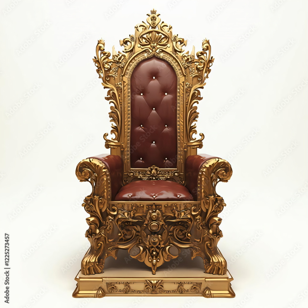 red velvet chair with gold elements on a white background red velvet chair with gold elements on a white background