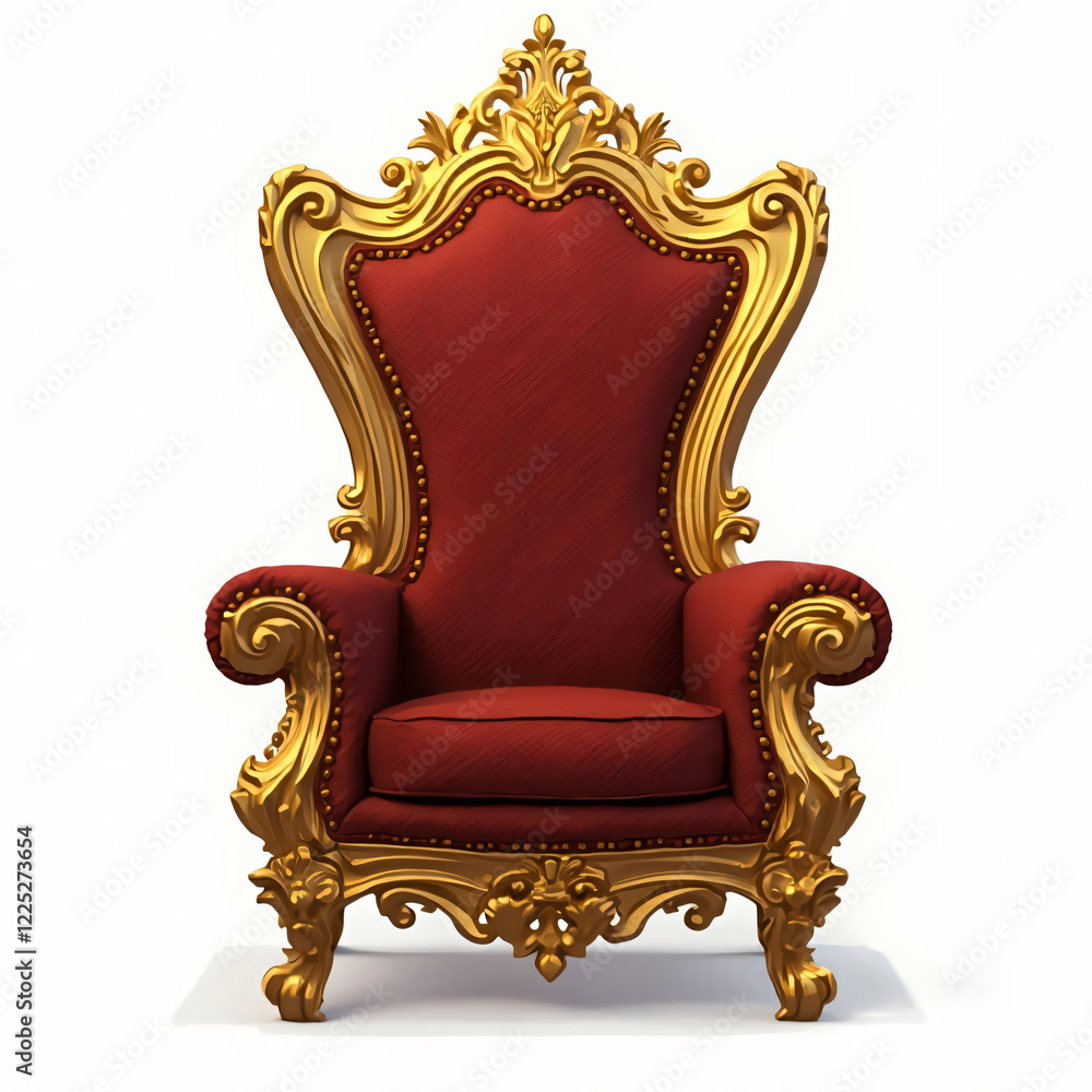 red velvet chair with gold elements on a white background red velvet chair with gold elements on a white background
