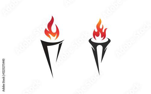 Torch fire flame vector icon illustration design