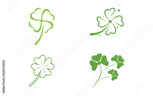 Green Nature Clover Leaf Logo Template Design