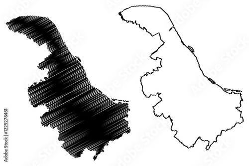 Stade district (Federal Republic of Germany, rural district, State of Lower Saxony) map vector illustration, scribble sketch Stade map
