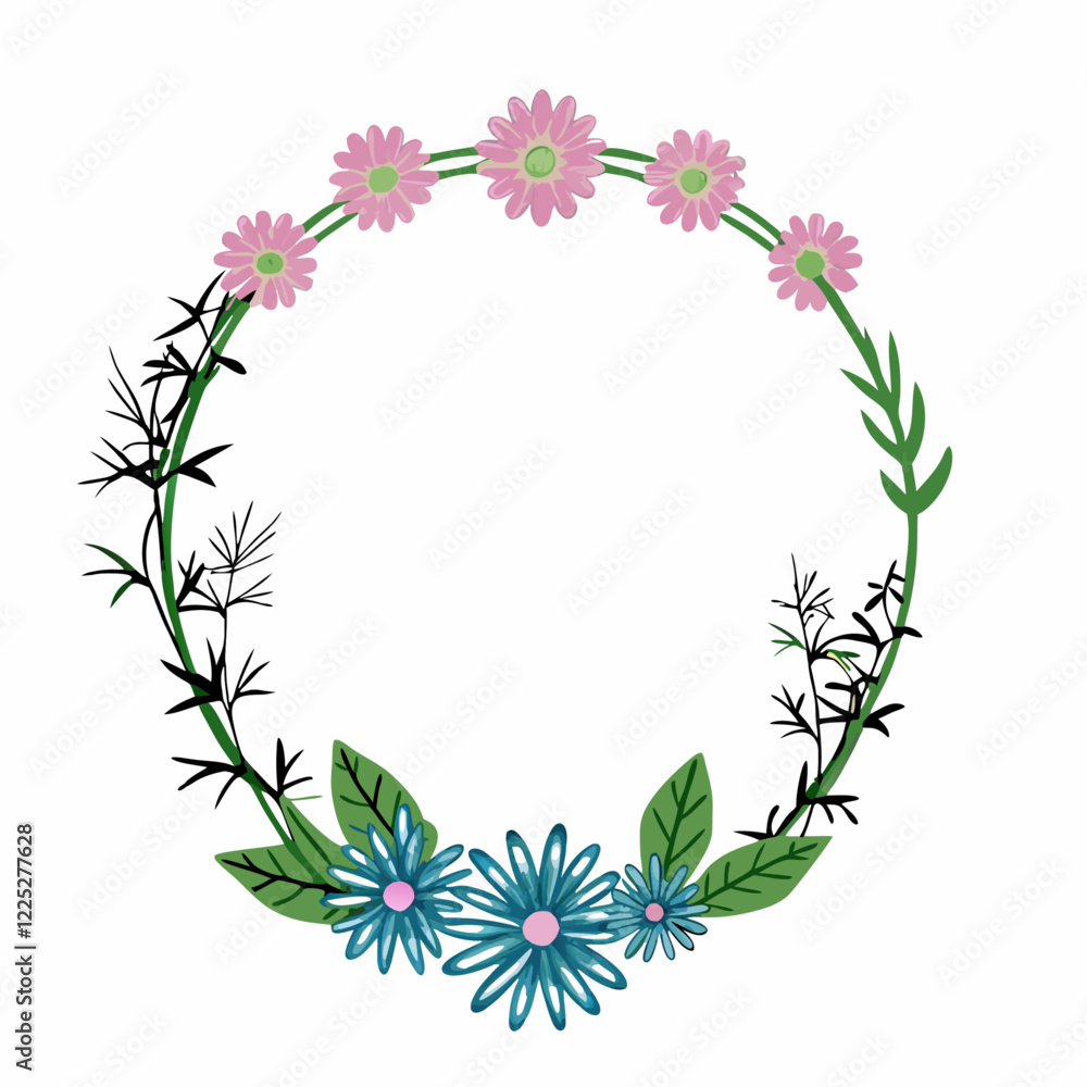 Flower round frame wreath vector illustration (2) Flower round frame wreath vector illustration (2)