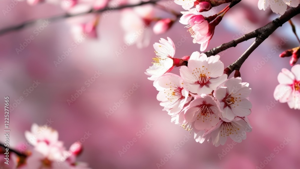 pink cherry blossoms, blossom background, travel ads, space for text pink cherry blossoms, blossom background, travel ads, space for text