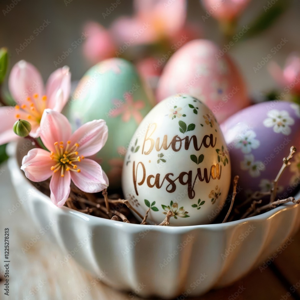 Happy Easter eggs. Decorated Easter eggs with
