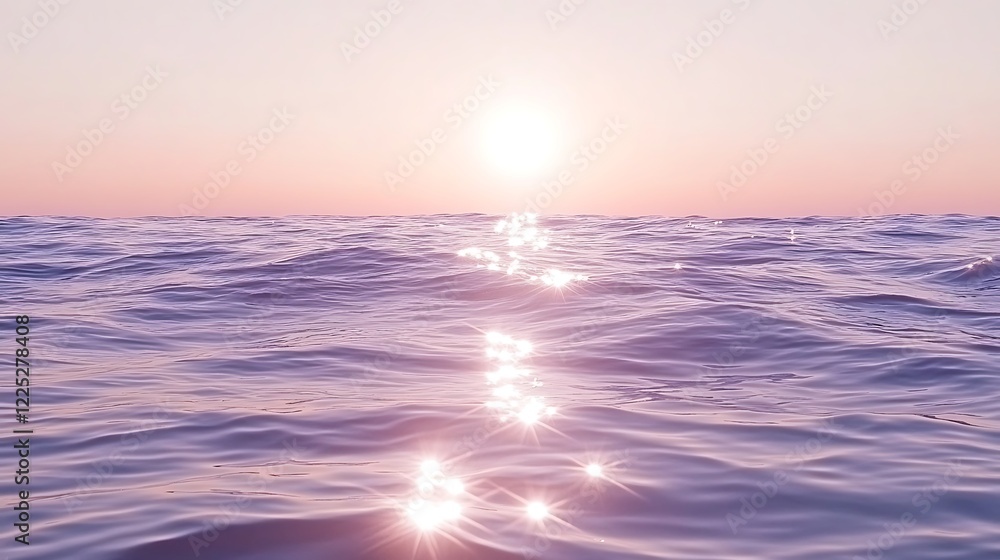 Obraz premium Serene Sunset Glimmering On Calm Ocean Waves