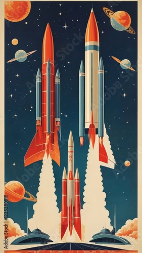 Retro Space Race USSR vs USA - 1950s-1960s Exploration Poster