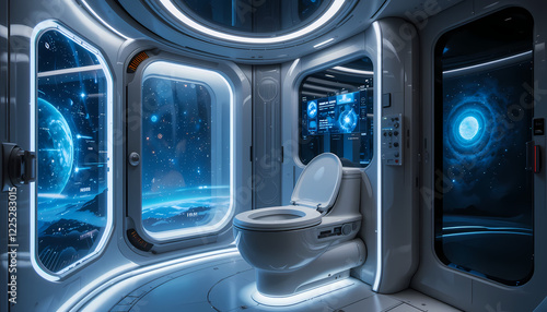 Futuristic Spaceship Toilet with Galaxy Views