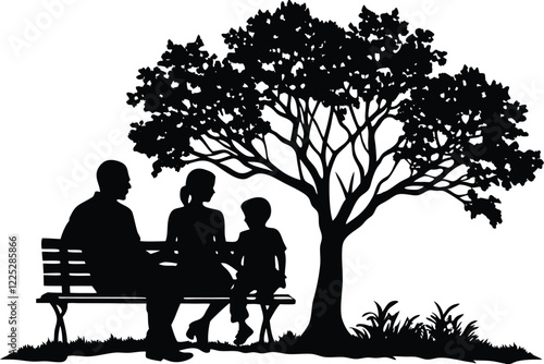 black silhouette of a couple in love sitting on a bench without background