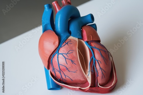 Anatomical Model of a Human Heart Showing Vessels photo