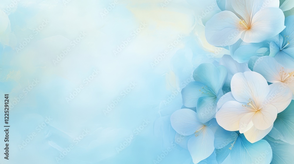 Dreamy blue floral background, a serene backdrop of vivid blossoms in nature vivid Dreamy blue floral background, a serene backdrop of vivid blossoms in nature vivid