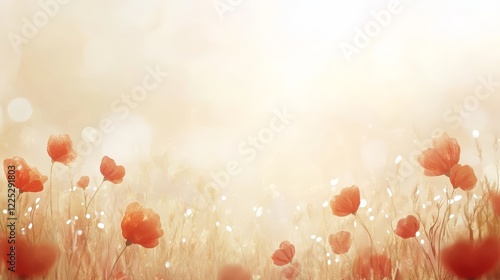 Radiant red blossoms illuminate a field, captivating display of nature's beauty
