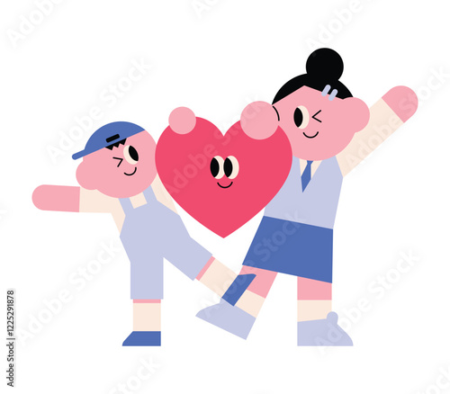 Young children. Good siblings. Adolescents and infants. Joyful and happy. Couple. love
