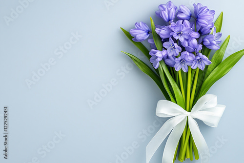 Isolated Cluster of Delicate Bluebells Tied with a Ribbon - Ideal for Spring Garden Calendars and Wedding Invitations