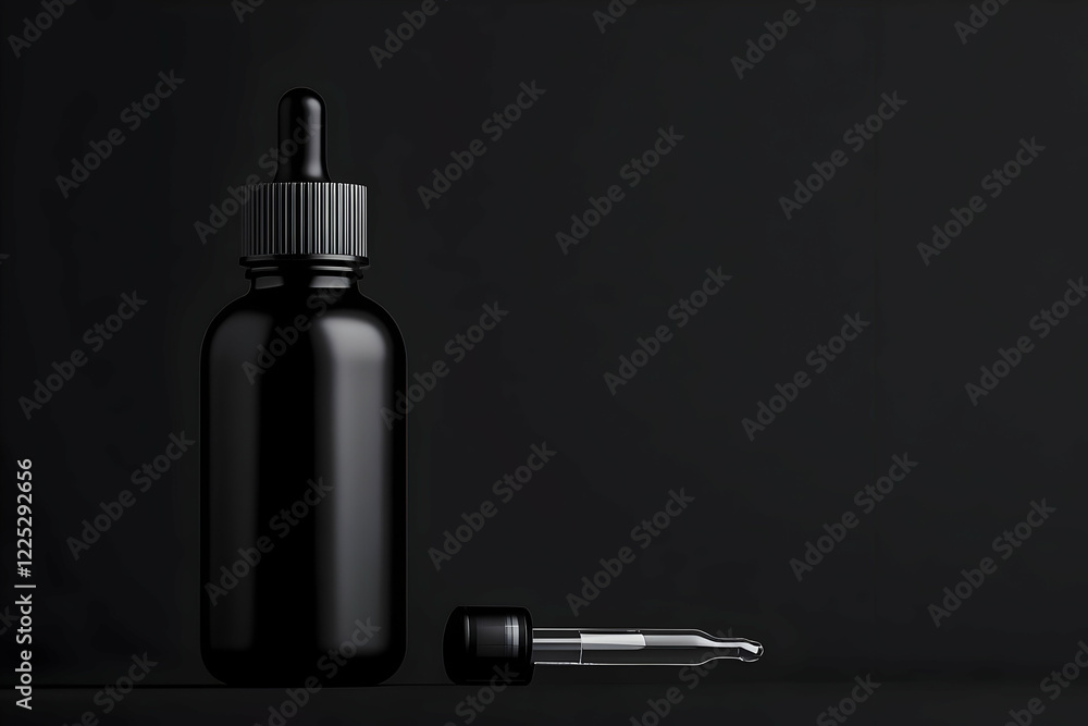 Fototapeta premium Black Dropper Bottle 3D Render