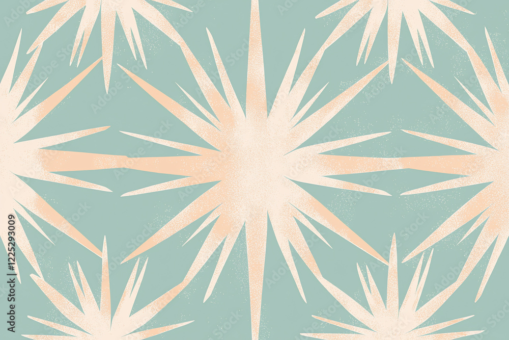 Abstract pattern featuring star-like shapes in soft colors on a muted background, suitable for textile design Abstract pattern featuring star-like shapes in soft colors on a muted background, suitable for textile design