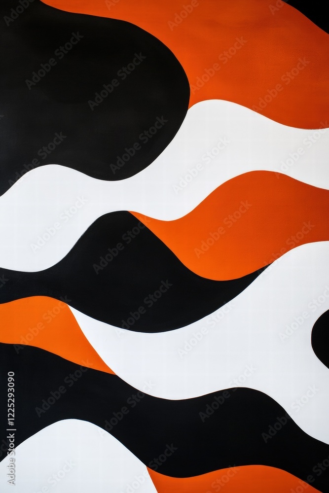 Abstract design featuring flowing black, white, and orange waves on canvas, ideal for modern art, interior decor, or creative backgrounds in digital projects. Abstract design featuring flowing black, white, and orange waves on canvas, ideal for modern art, interior decor, or creative backgrounds in digital projects.