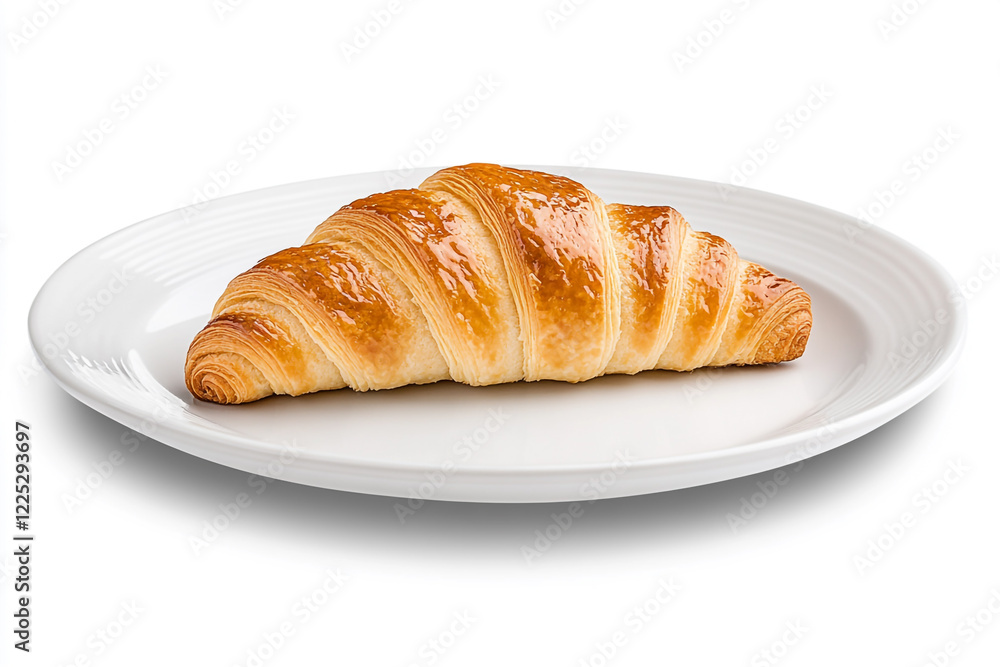 Isolated Freshly Baked Croissant on White Surface - Ideal for Bakery Promotion and Food Blog Posts Isolated Freshly Baked Croissant on White Surface - Ideal for Bakery Promotion and Food Blog Posts