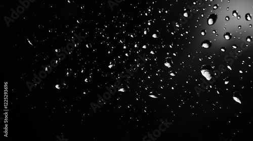 Water droplets on black surface