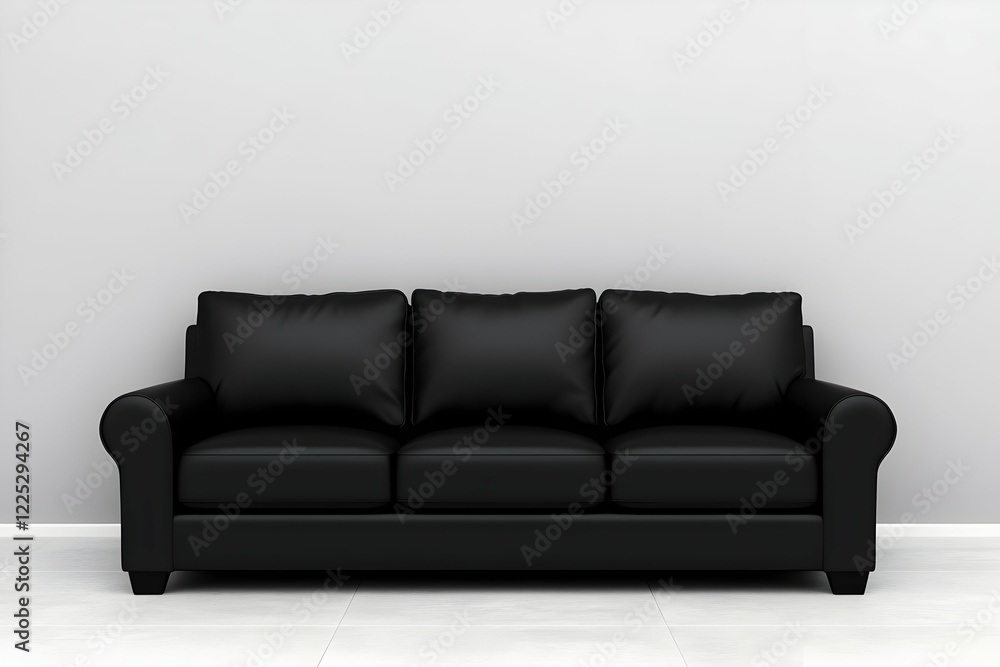 Fototapeta premium Black Leather Sofa 3D Render