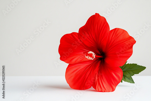 Isolated Hibiscus Flower in Bright Red Styled Elegant - Ideal for Floral Backgrounds and Home Decor