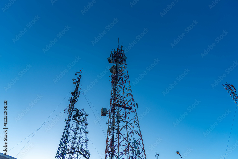 Obraz premium Telecommunications and Internet data transmission towers