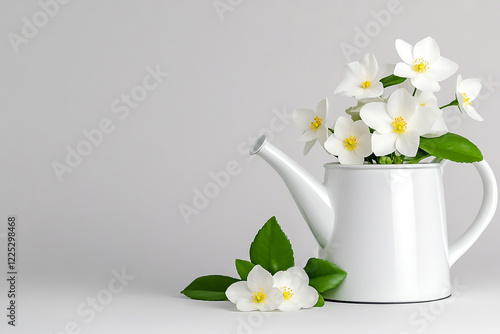 Isolated Watering Can with Delicate Spring Flowers - Ideal for Gardening Enthusiasts and Botanical Designs