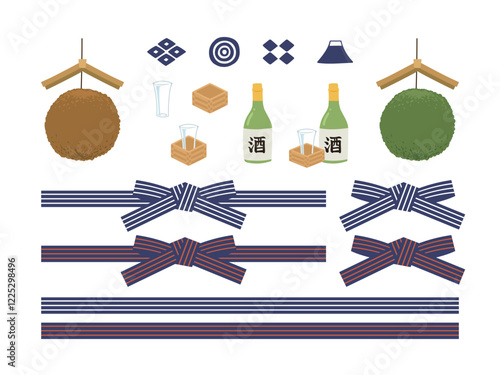 日本酒や酒造で使えそうなイラストセット