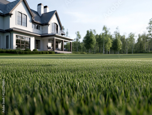Wallpaper Mural Beautiful modern house with lush green lawn in daylight Torontodigital.ca