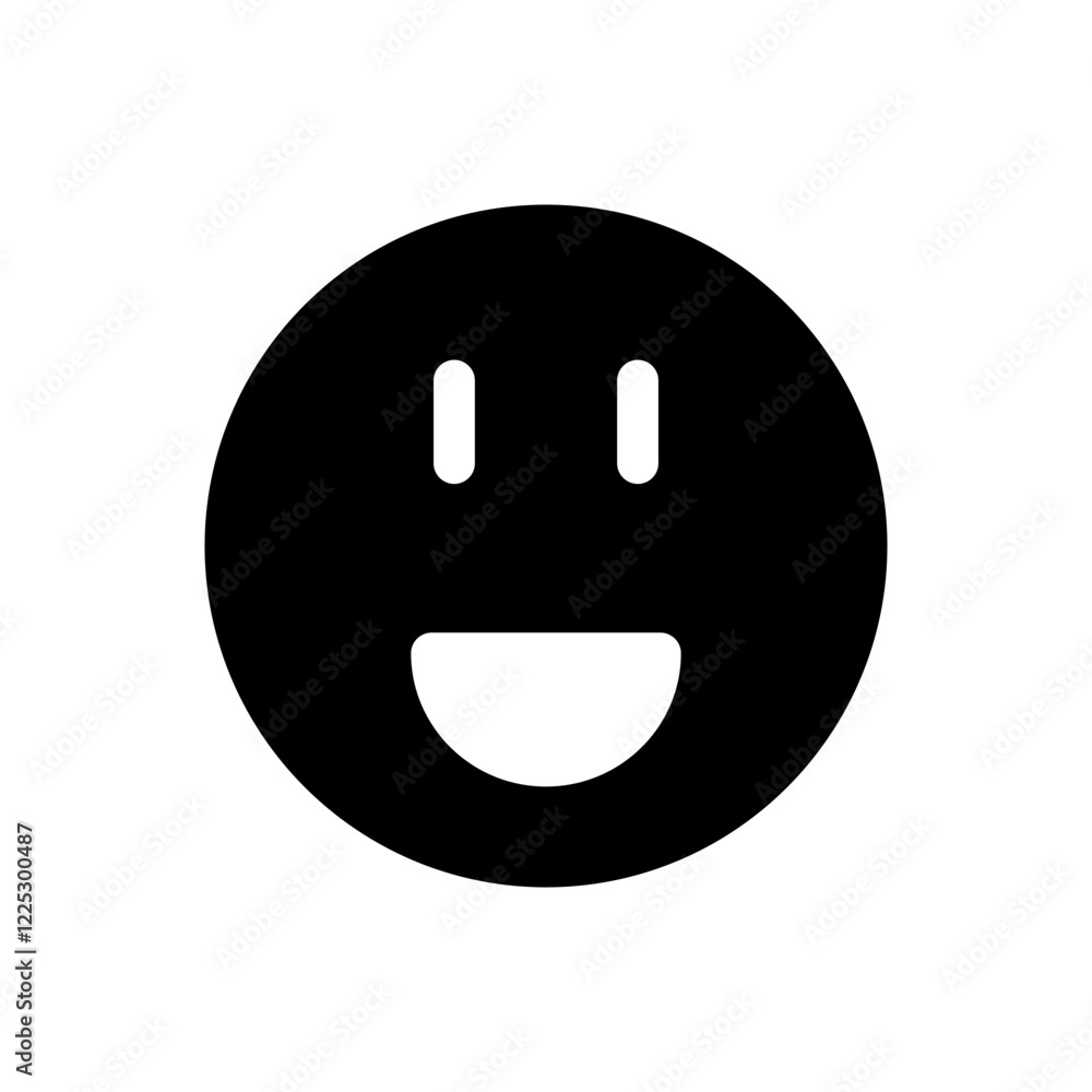 Fototapeta premium black Laughing emoticon with a wide smile and closed eyes in a cheerful expression.