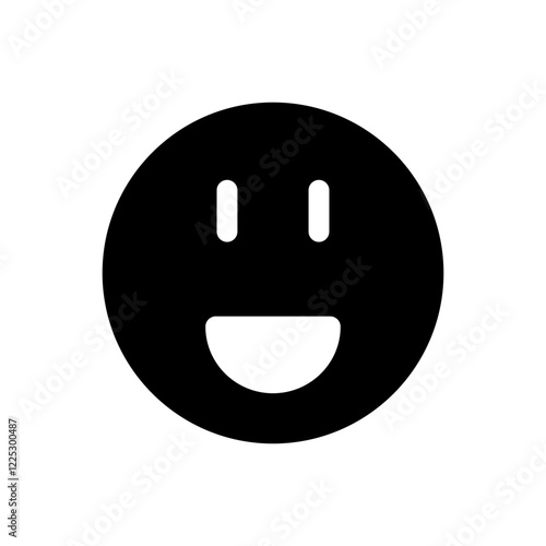 black Laughing emoticon with a wide smile and closed eyes in a cheerful expression.