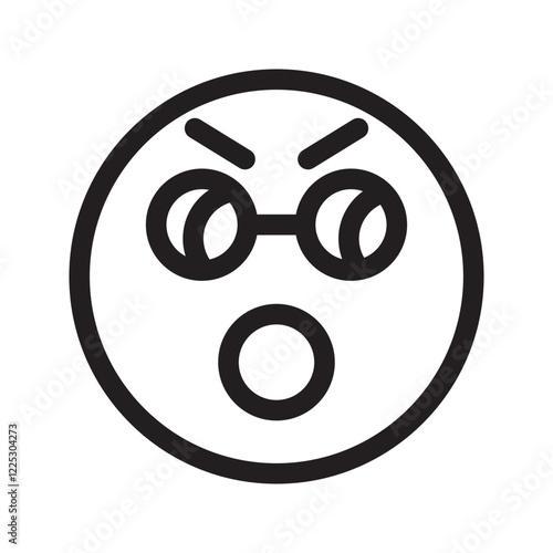 line Angry emoticon with glasses, featuring furrowed brows and an intense expression.
