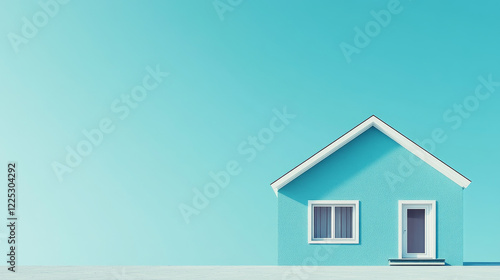 Wallpaper Mural minimalist urban house on pastel blue background Torontodigital.ca