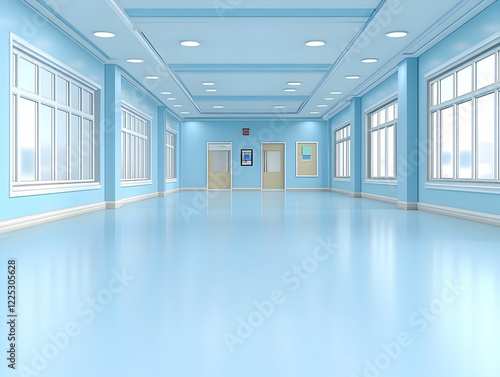 Wallpaper Mural Light Blue Hallway 3D Render Torontodigital.ca