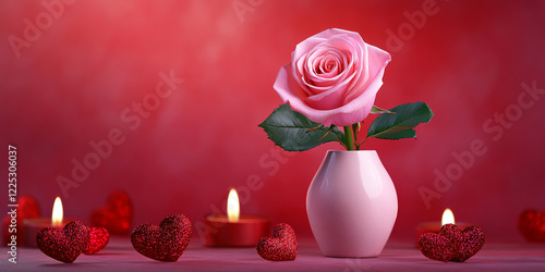 Delicate Pink Rose in Vase - Ideal for Floral Card Designs and Home Decor Blogs