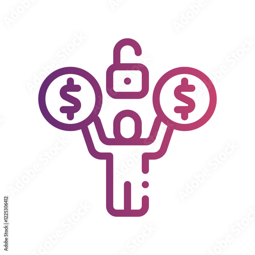 freedom from debt gradient icon