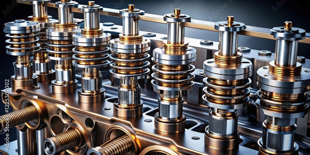 Fototapeta premium Precise Engineering A Detailed Close-Up of a Complex Mechanical System's Internal Components