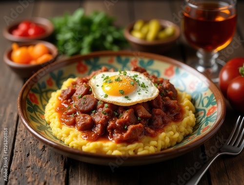 Enjoying hearty tochitur moldoveneasc with rich flavors and fresh ingredients photo